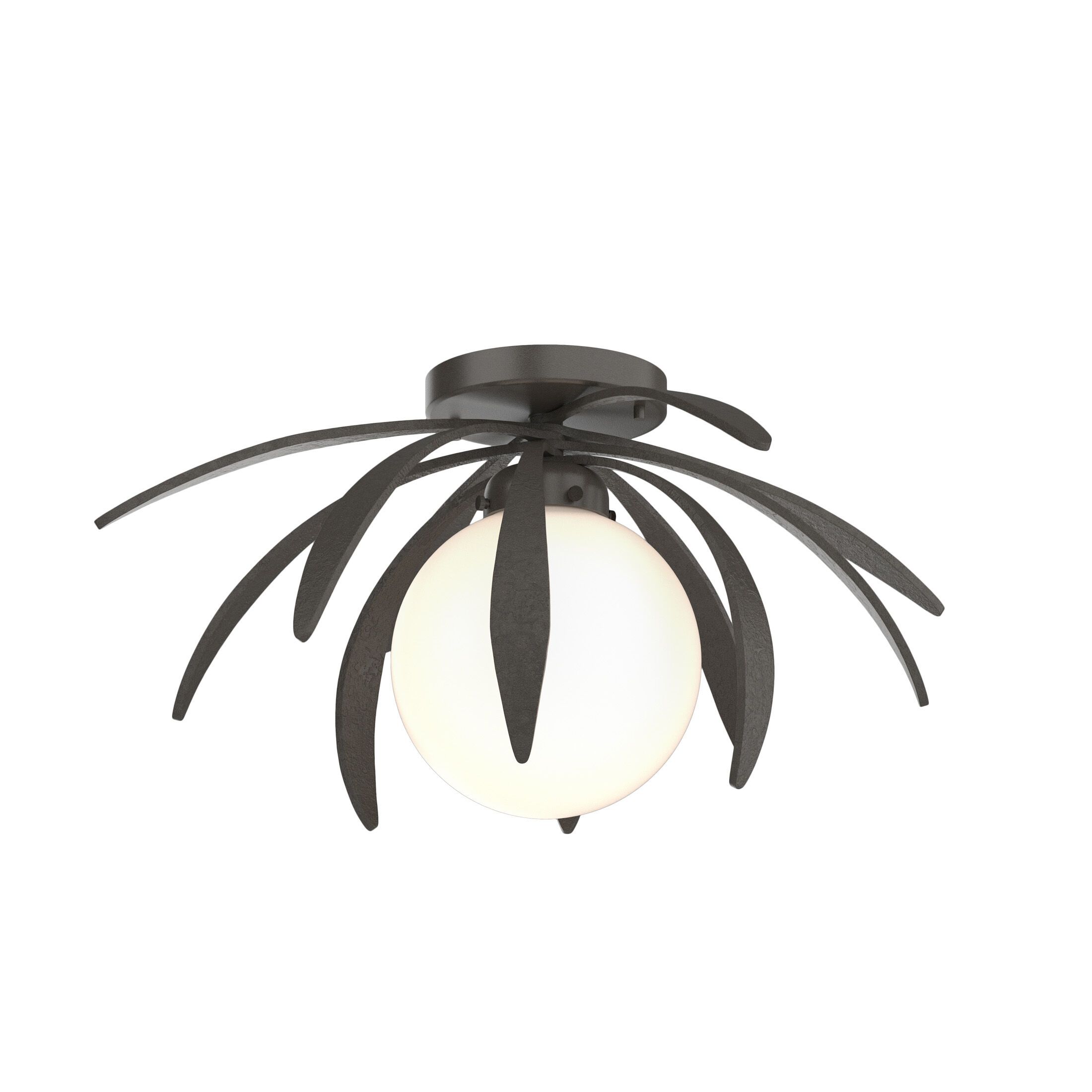 Dahlia 1 Light 21.3 inch Dark Smoke Semi-Flush Ceiling Light in Opal
