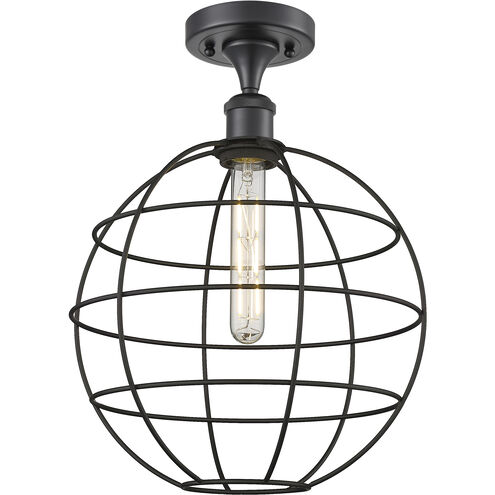 Lake Placid 1 Light 12 inch Matte Black Semi-Flush Mount Ceiling Light