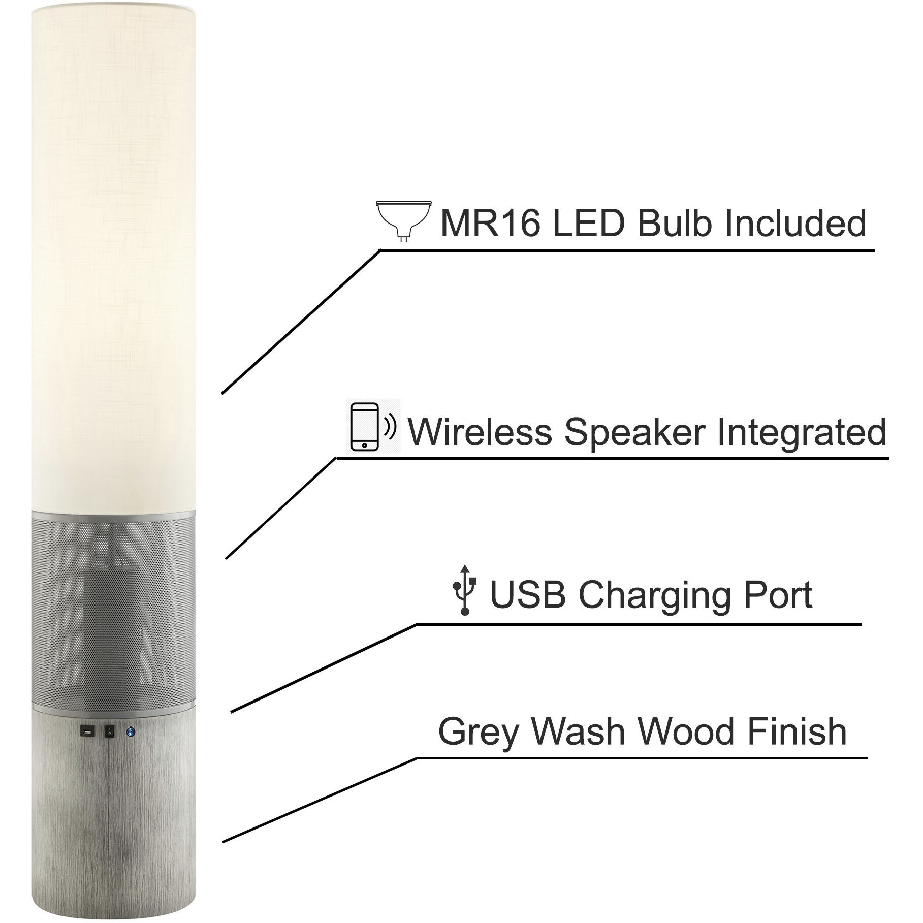 Sahirah 58.25 inch 5.00 watt Grey Floor Lamp Portable Light