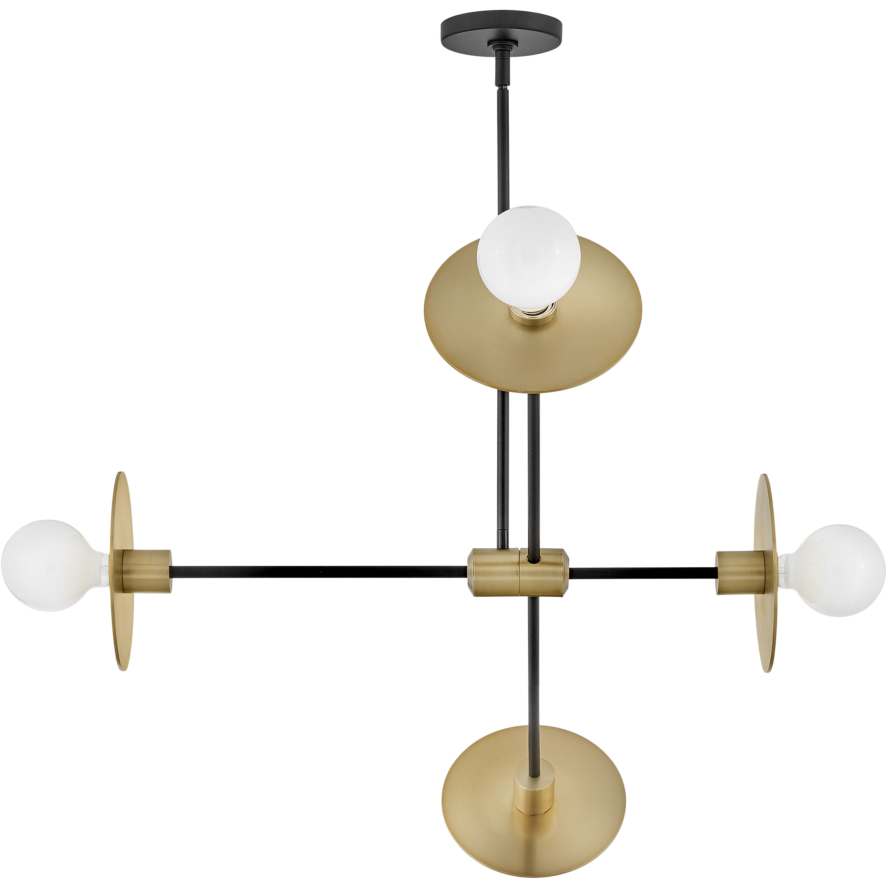 Lulu 4 Light 35.75 inch Lacquered Brass with Black Chandelier Ceiling Light