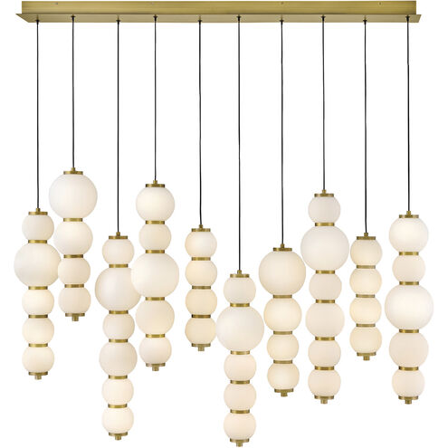 Lisa McDennon Trigo LED 52 inch Lacquered Brass Linear Pendant Ceiling Light
