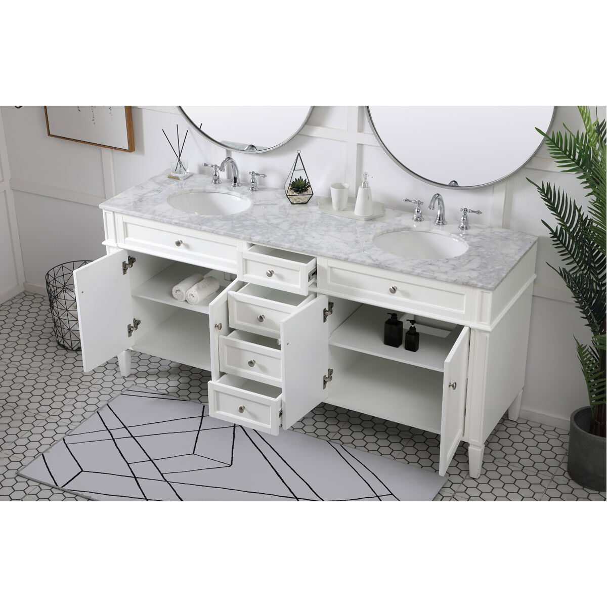Park Avenue 72 X 22 X 35 inch White Vanity Sink Set