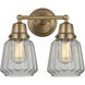 Aditi Chatham 2 Light 14.25 inch Brushed Brass Bath Vanity Light Wall Light in Clear Glass