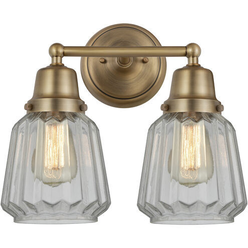 Aditi Chatham 2 Light 14.25 inch Brushed Brass Bath Vanity Light Wall Light in Clear Glass