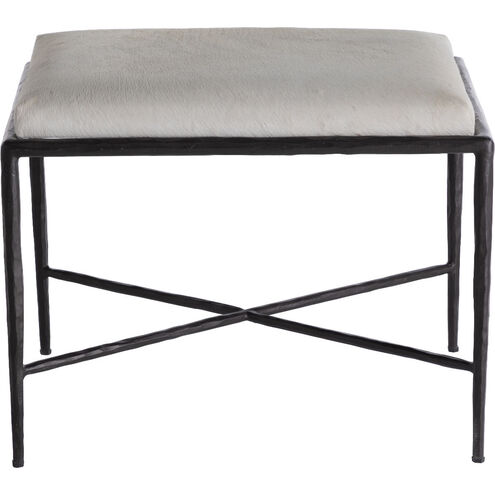 Devoe 19 inch Natural Ivory Hide / Gunmetal Bronze Ottomans Stool