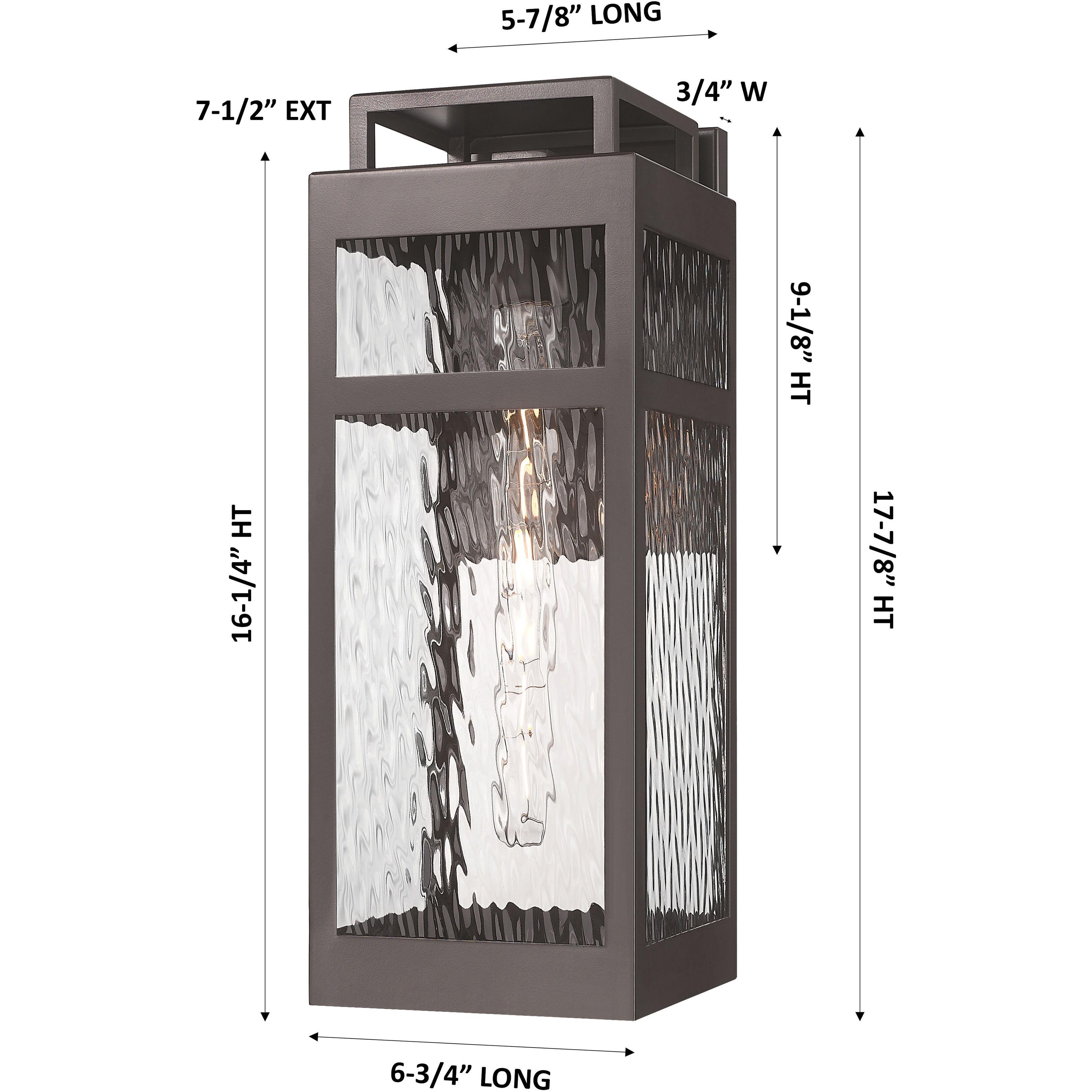 Ridgeway 1 Light 17.88 inch Bronze Outdoor Sconce in Waterglass