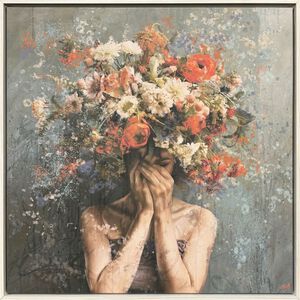 Flower Face Red and Blue and Green and Multi Canvas