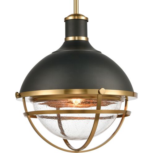 Jenna 1 Light 16 inch Matte Black with Satin Brass Pendant Ceiling Light