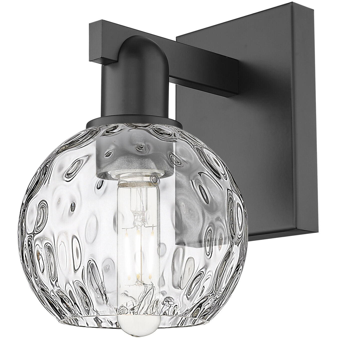 Arcadia Athens Water Glass Armed Sconce Wall Light in Matte Black