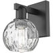 Arcadia Athens Water Glass Armed Sconce Wall Light in Matte Black