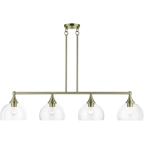 Glendon 4 Light 8.25 inch Antique Brass Large Linear Chandelier Ceiling Light