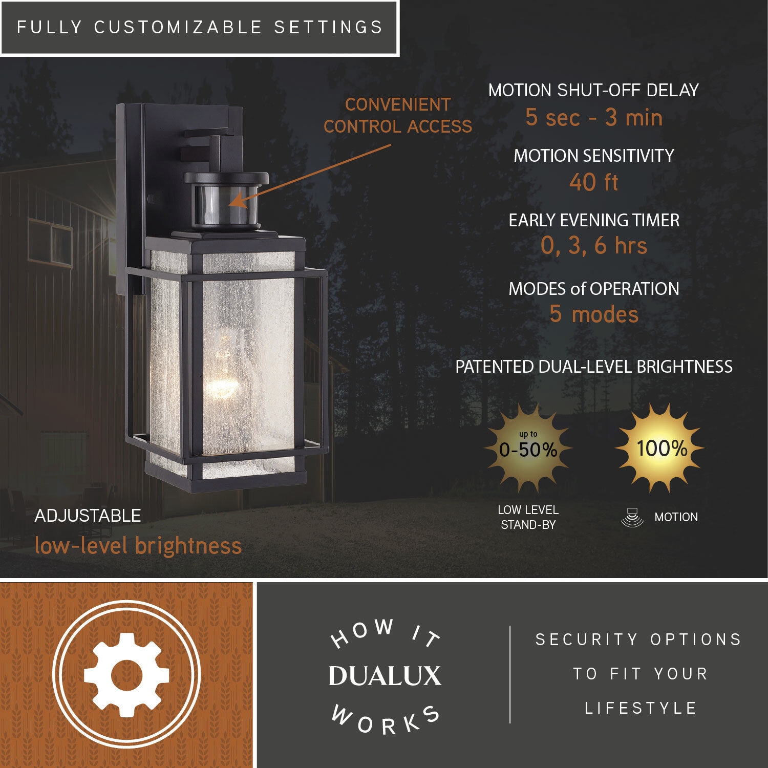 Hyde Park Espresso Bronze Outdoor Motion Sensor