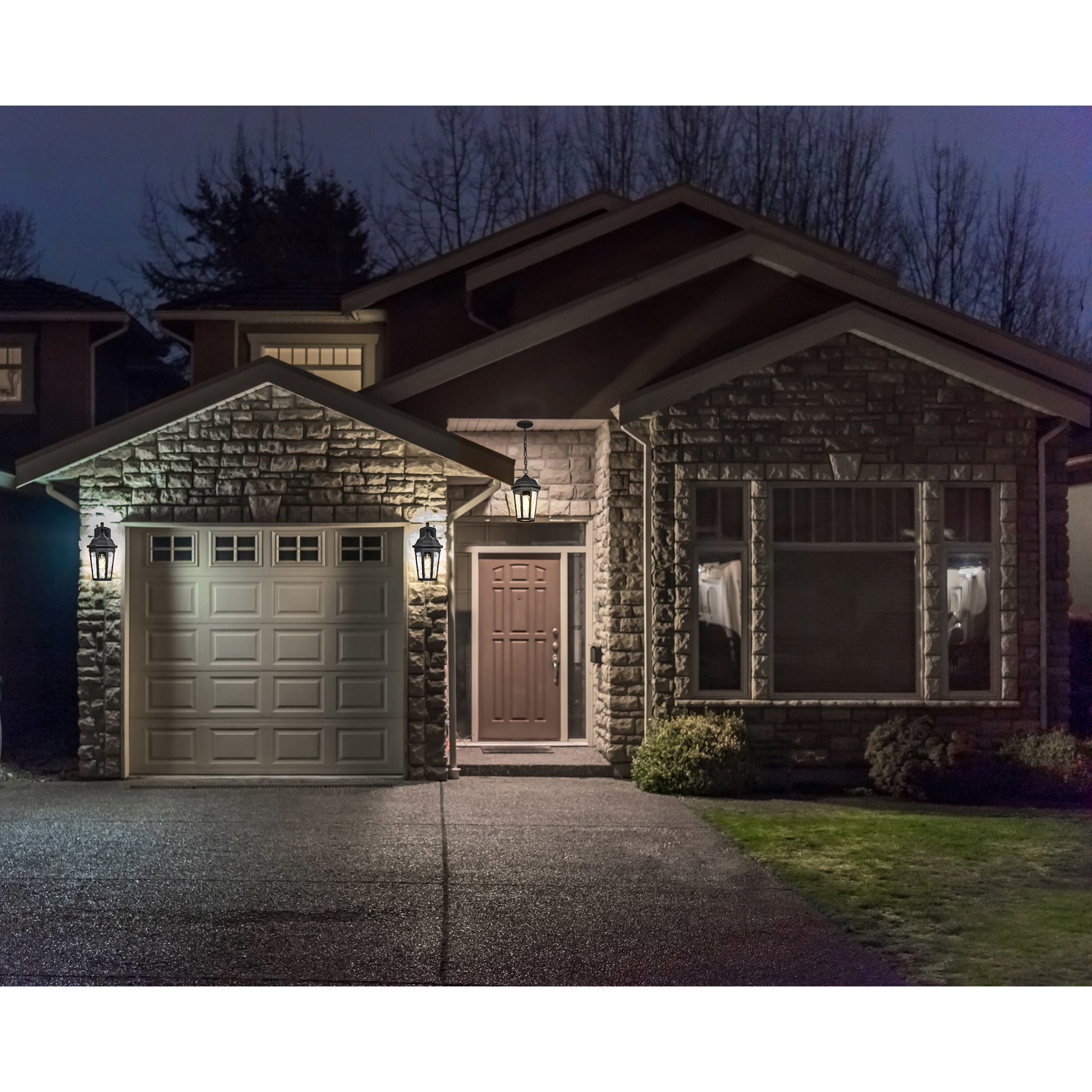 East River 8 inch Matte Black Outdoor Hanging Lantern