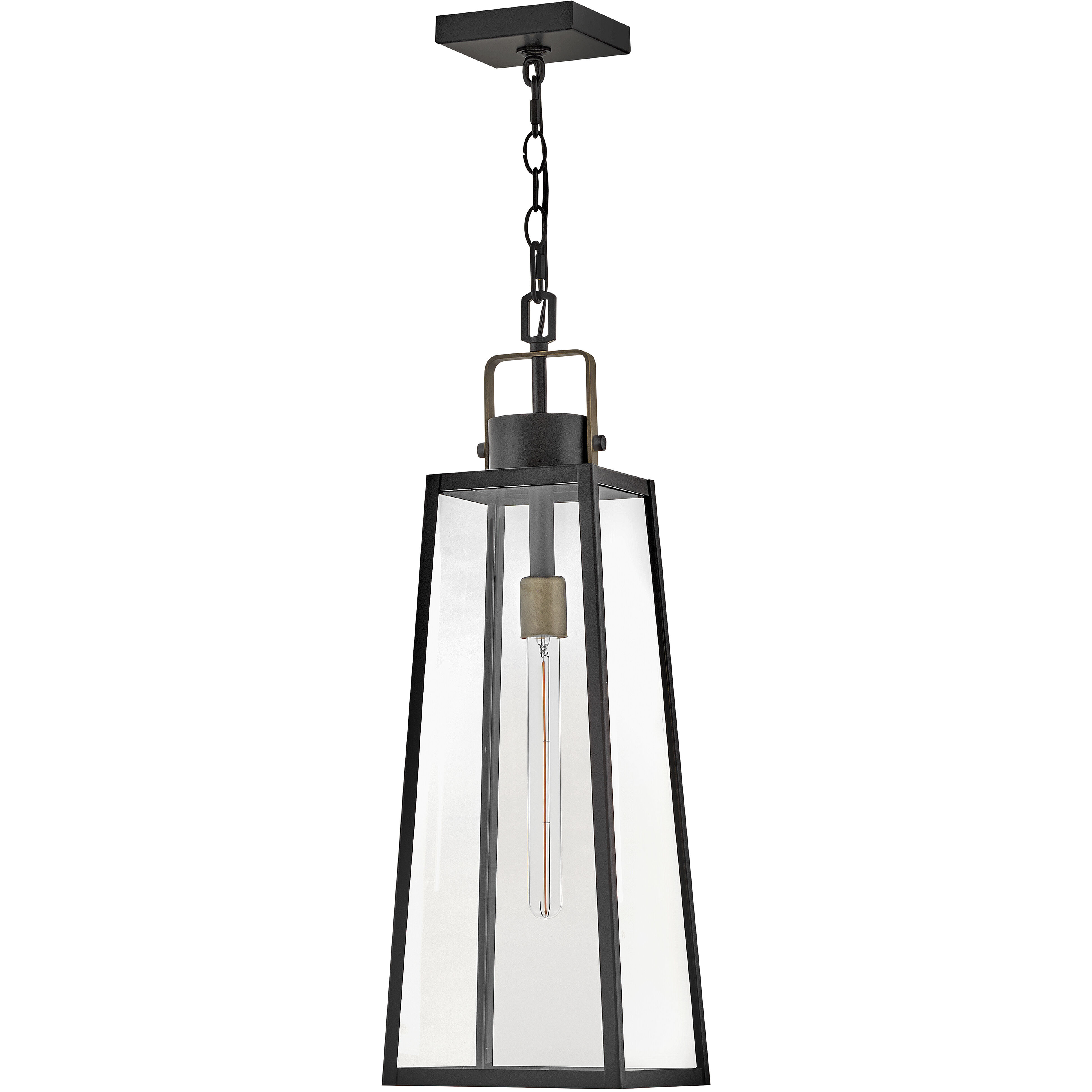 Hugh 1 Light 8.5 inch Black with Burnished Bronze Outdoor Hanging