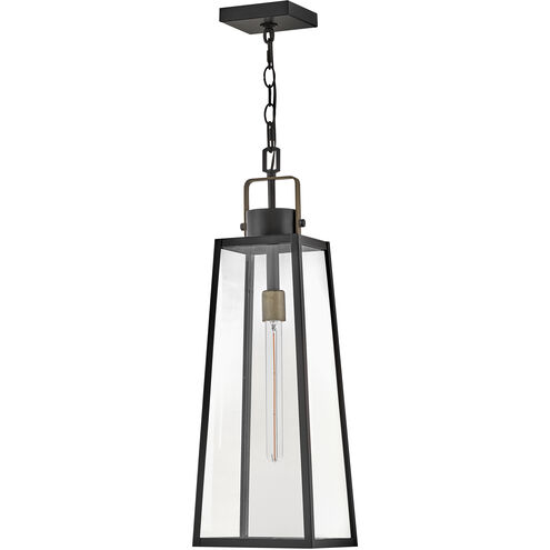 Hugh 1 Light 8.5 inch Black with Burnished Bronze Outdoor Hanging