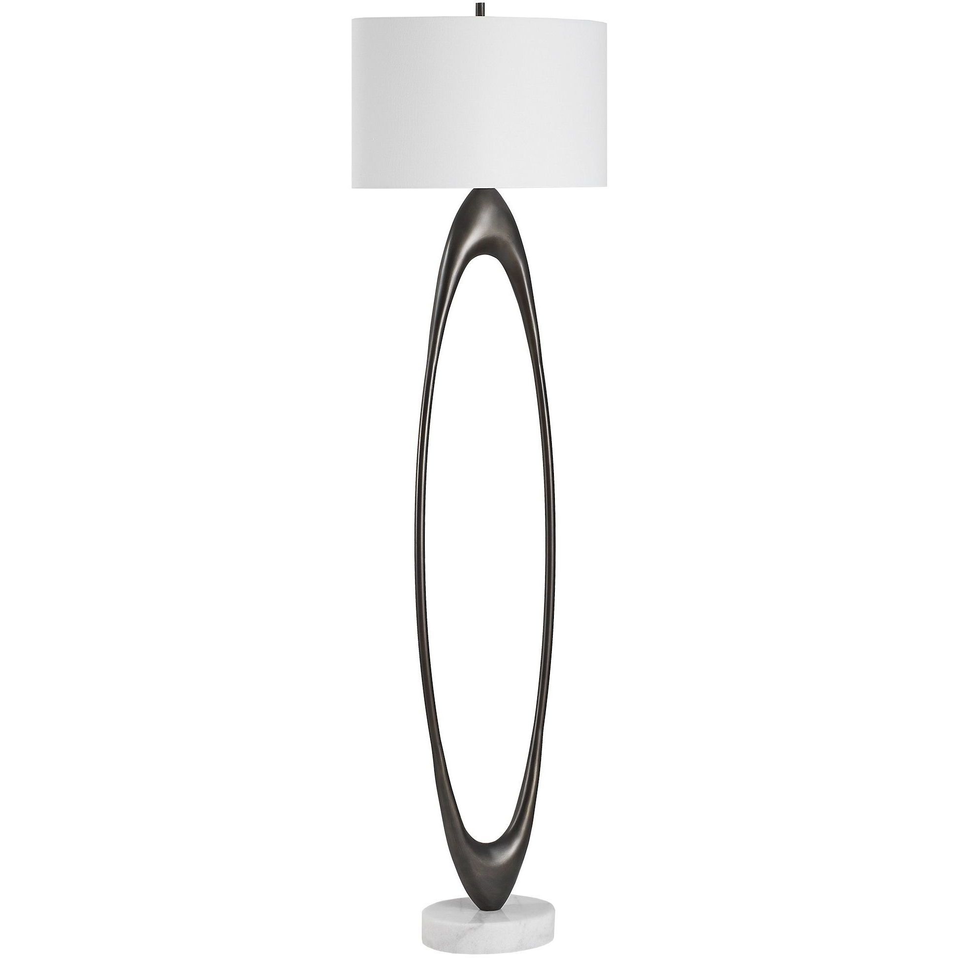 Sonic 65 inch 150 watt Dark Bronze and White Marble with Antique Brass Floor Lamp Portable Light