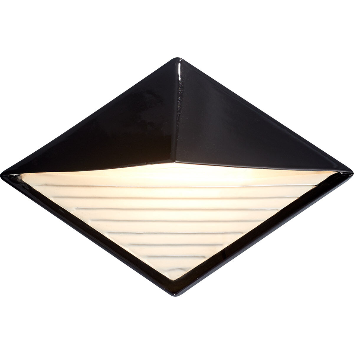 Ambiance LED 12 inch Gloss Black with Matte White ADA Wall Sconce Wall Light, Diamond