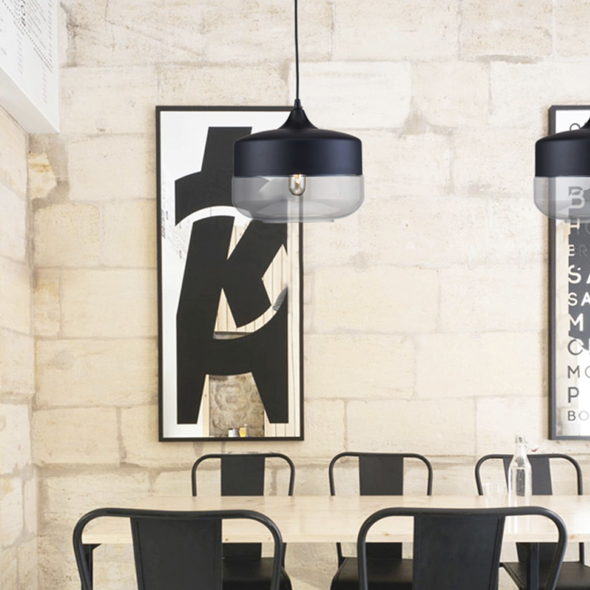 Canada Pendant Ceiling Light, Black Frame