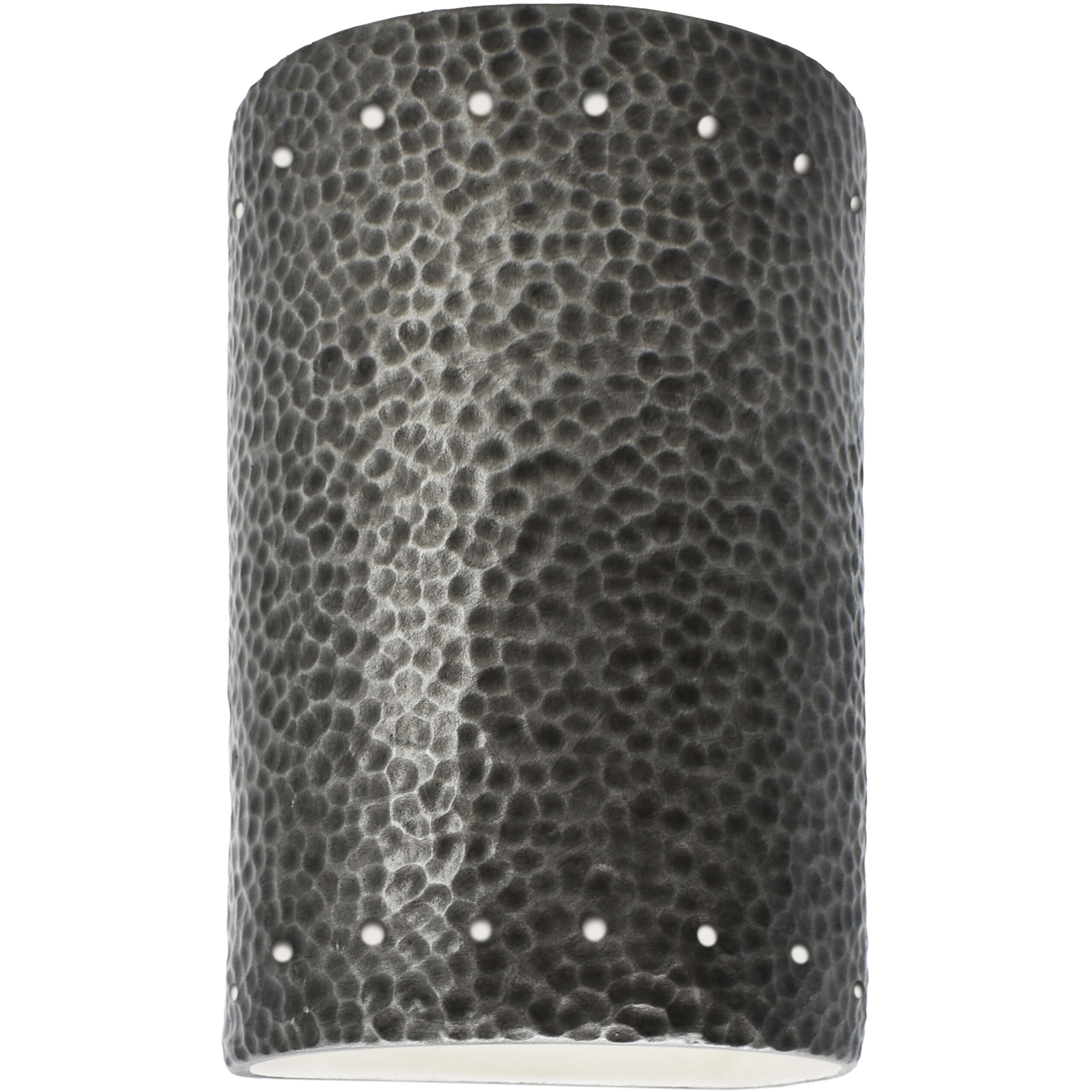 Ambiance Cylinder LED 9.5 inch Hammered Pewter Outdoor Wall Sconce, Small
