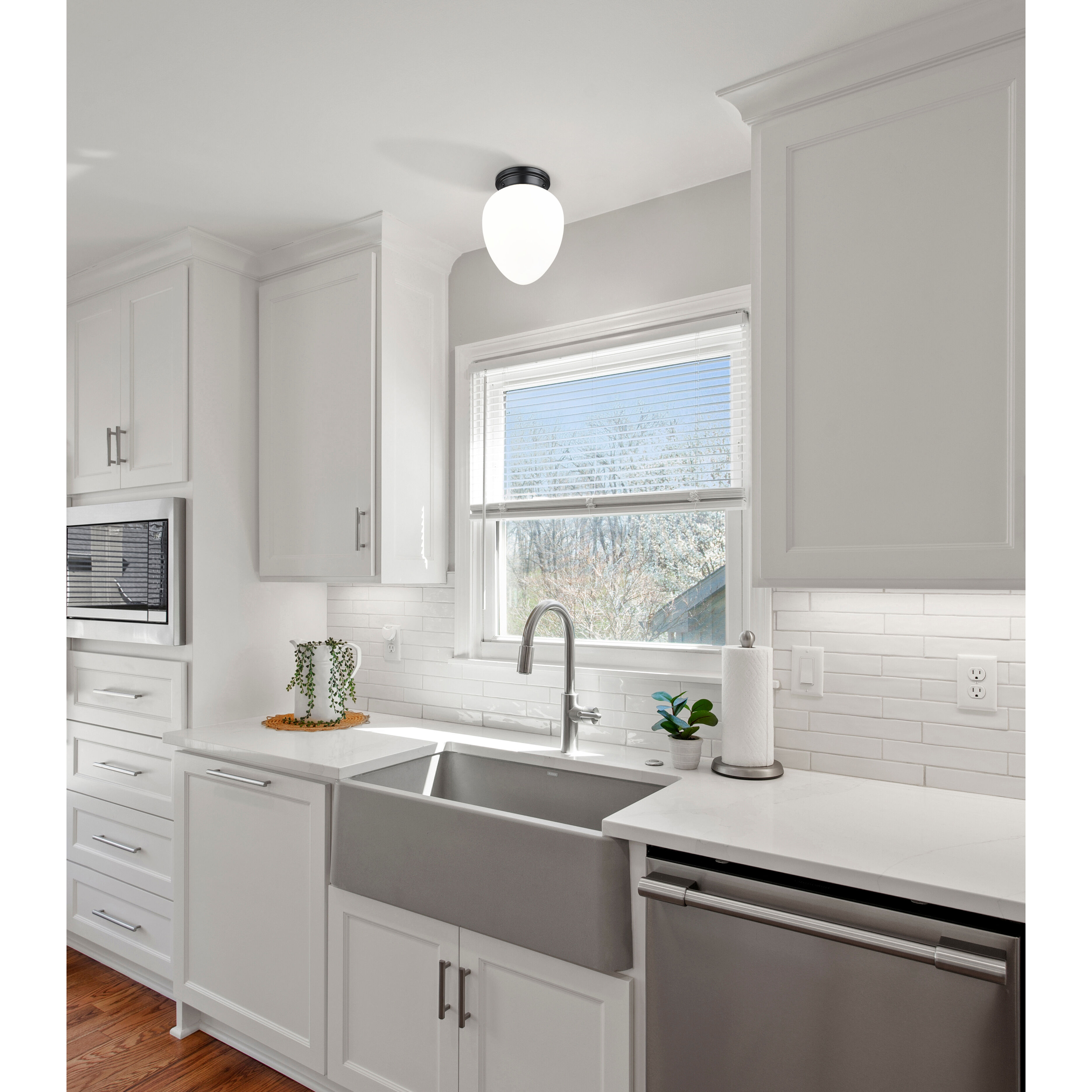 Gideon 1 Light 10 inch Matte Black Flush Mount Ceiling Light