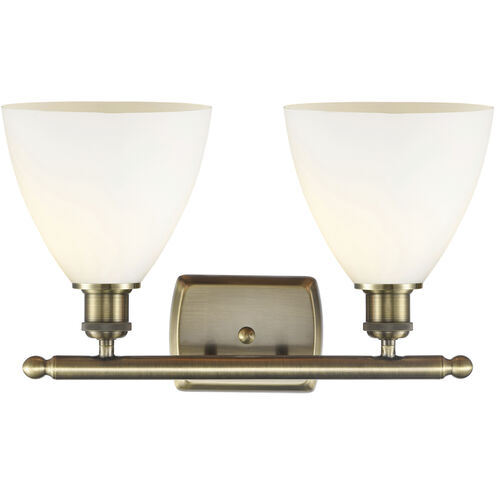 Ballston Ballston Dome 2 Light 18 inch Antique Brass Bath Vanity Light Wall Light in Matte White Glass