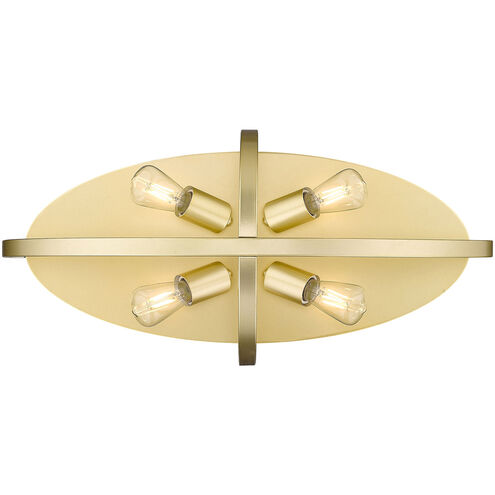 Colson 4 Light 23 inch Olympic Gold Flush Mount Ceiling Light in No Shade, Damp