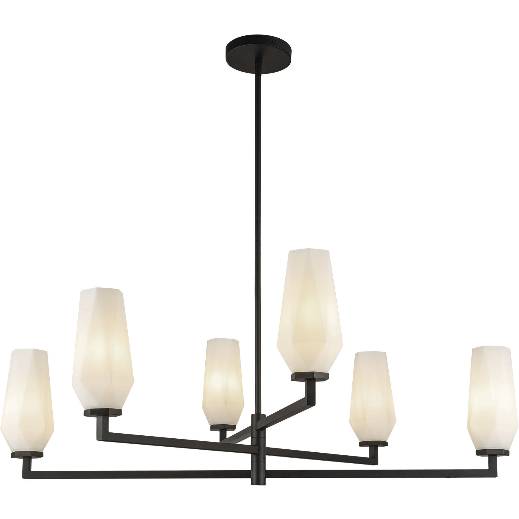 Alora Mood Krysta 6 Light 35.13 inch Matte Black/Opal Glass Chandelier Ceiling Light