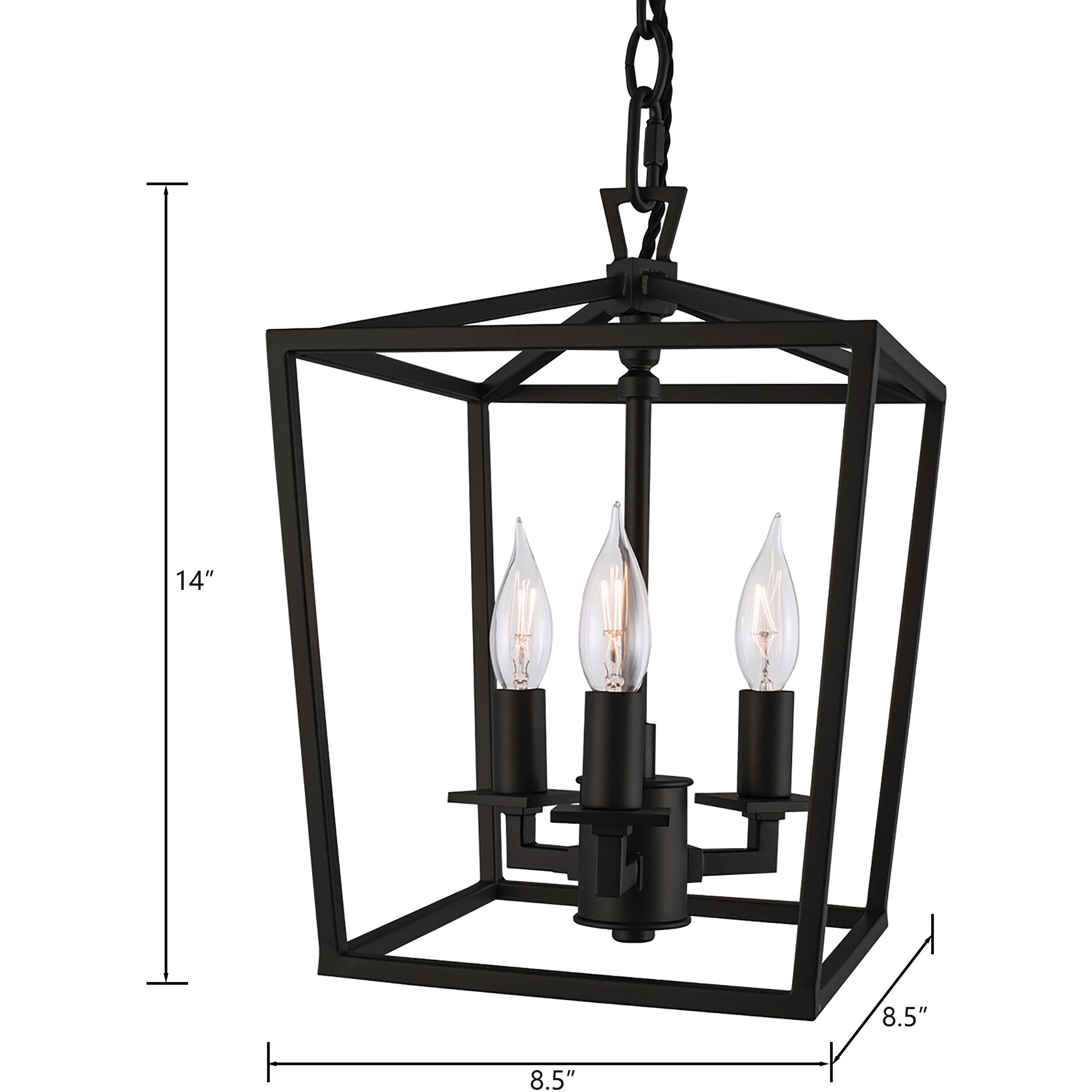 Cage 3 Light 8.5 inch Matte Black Pendant Ceiling Light