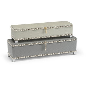 Wildwood 18 inch Sage/Gray/Nickel Treasure Boxes, Set of 2