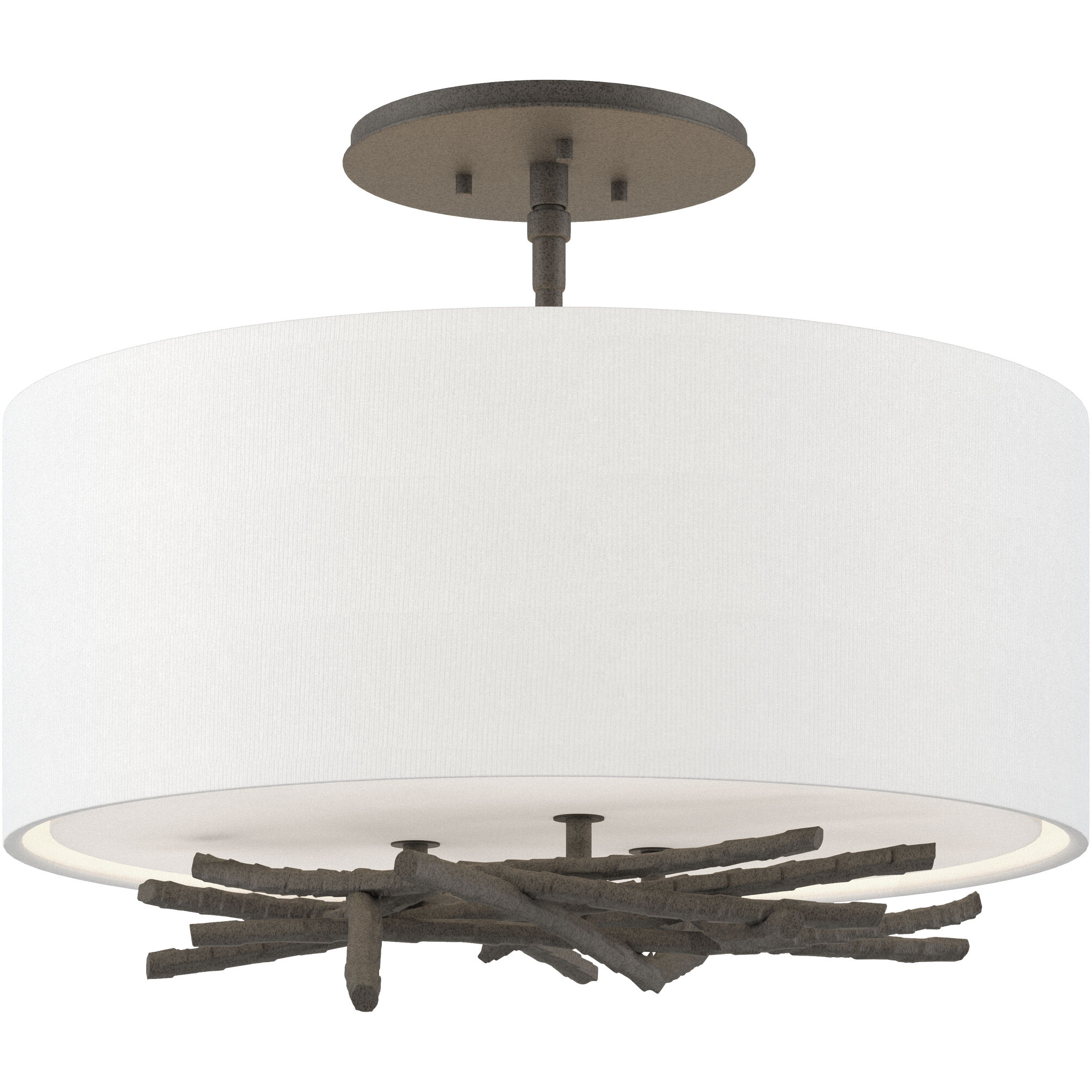 Brindille 3 Light 15 inch Natural Iron Semi-Flush Ceiling Light in Natural Anna