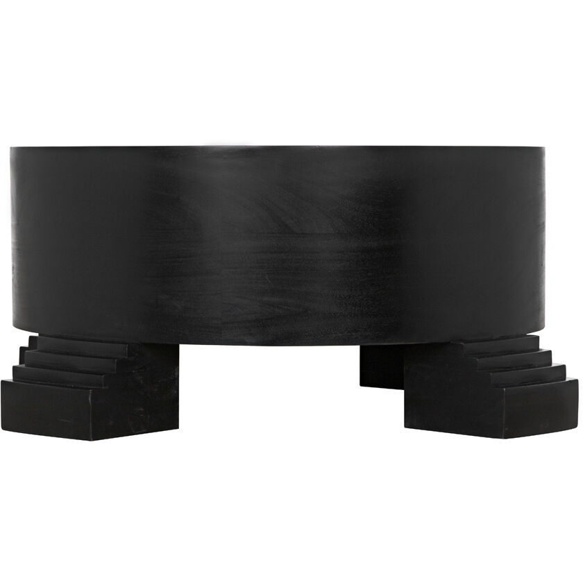 Tambour 44 X 44 inch Hand Rubbed Black with Veneer Top Coffee Table