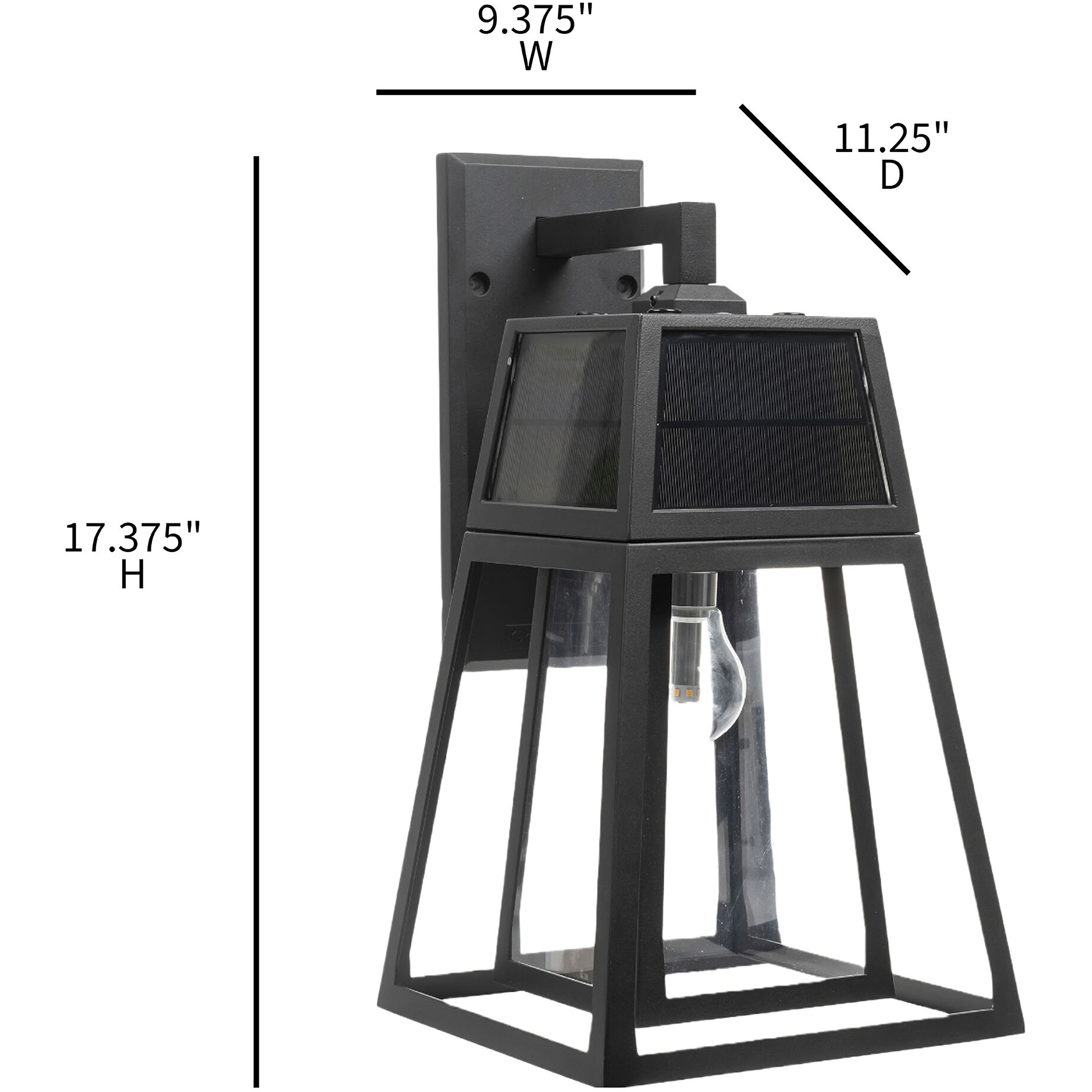 Aria 1 Light 17 inch Black Solar Wall Light 