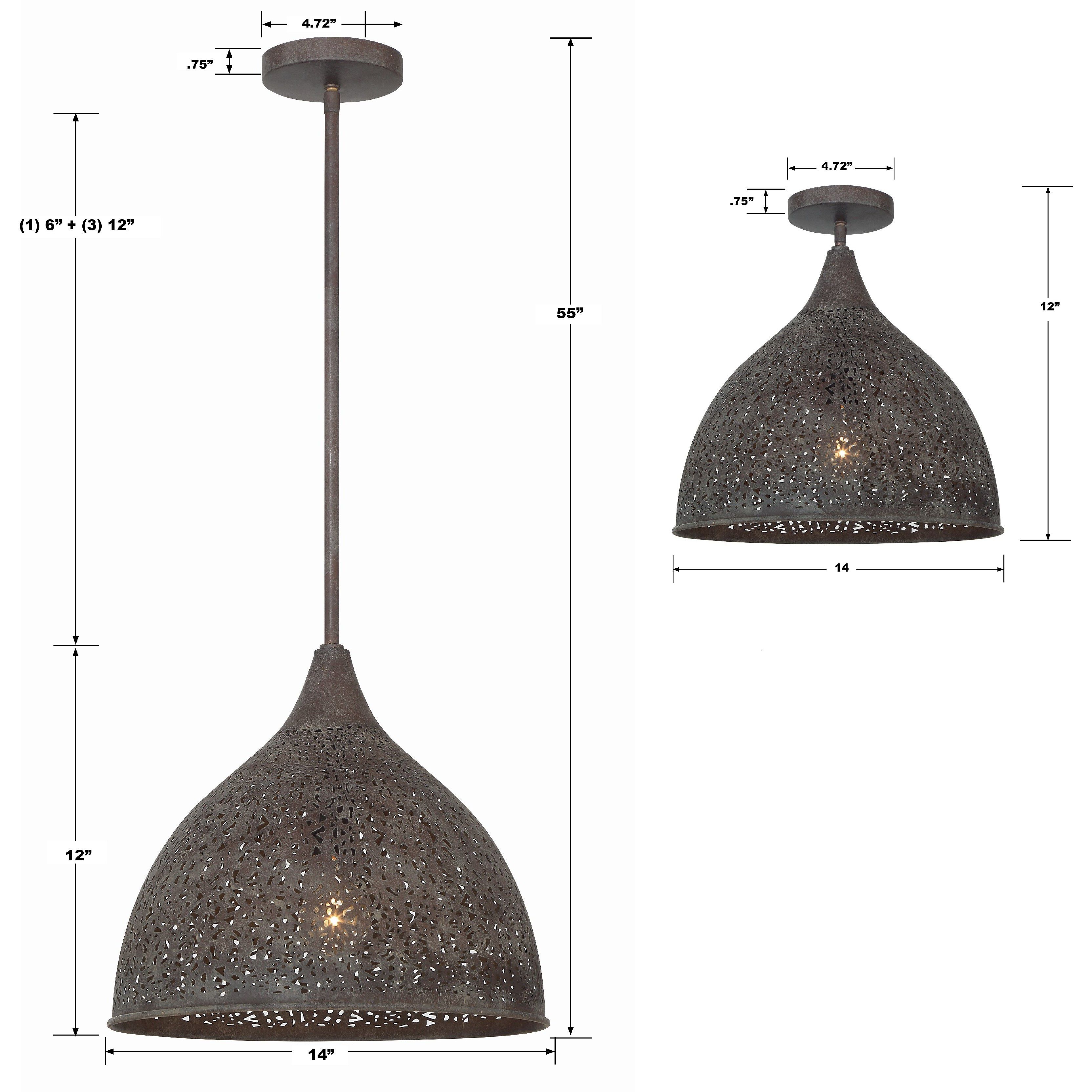 Jasmine 1 Light 14 inch Forged Bronze Pendant Ceiling Light