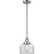 Franklin Restoration Bell LED 8 inch Brushed Satin Nickel Mini Pendant Ceiling Light in Clear, Franklin Restoration