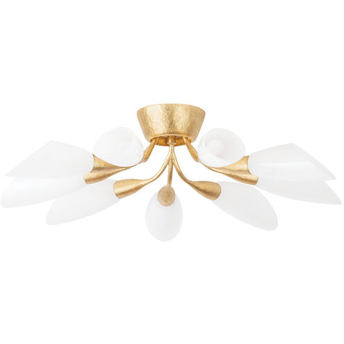 Enfield 9 Light 30.75 inch Vintage Gold Leaf Semi Flush Ceiling Light