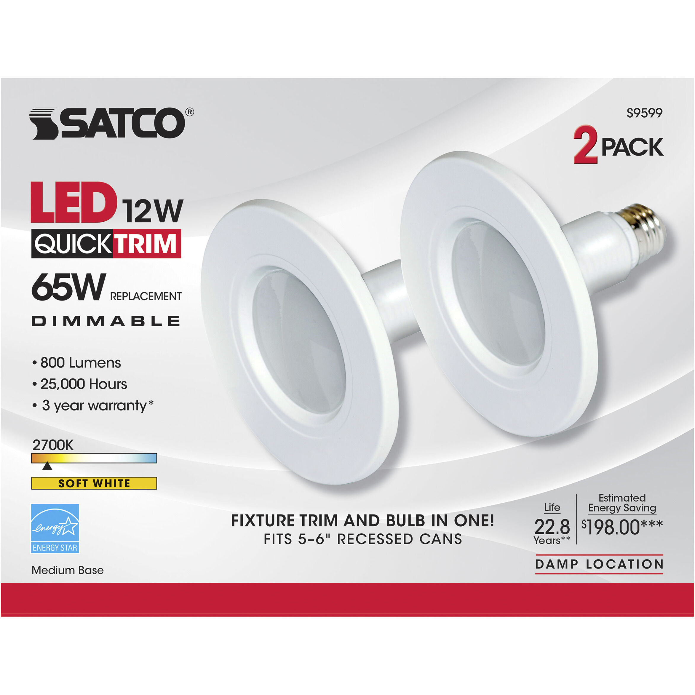 Edgewood LED Module White Recessed, Pack of 2