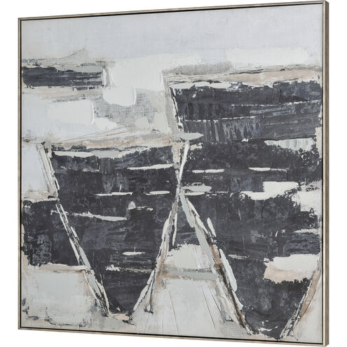 Burgess Abstract Off White with Black and Antique Gold Framed Wall Art, II
