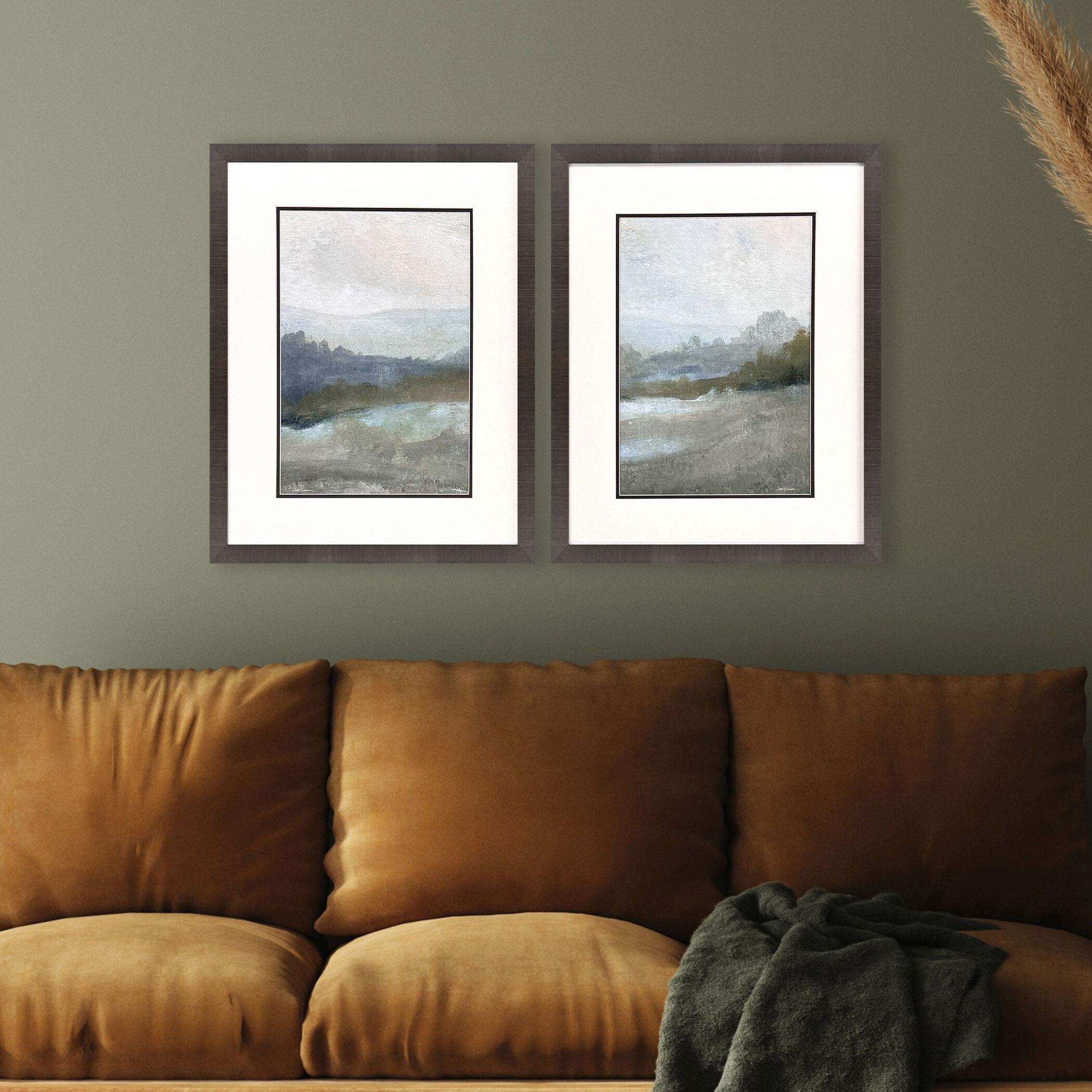 Azure Valley Blue and Green and Gray Framed Art, Propac