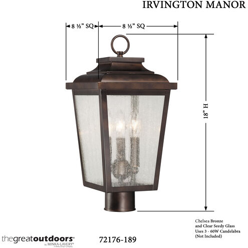 Irvington Manor 3-Light Chelsea Bronze Outdoor Post Mount Irvington Manor 3-Light Chelsea Bronze Outdoor Post Mount