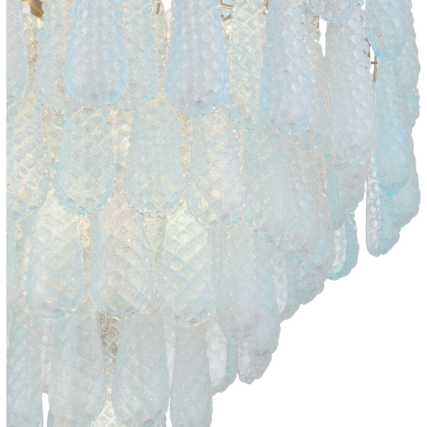 Ollie 21 Light 33.25 inch Aged Brass Chandelier Ceiling Light in Sand Glass Blue