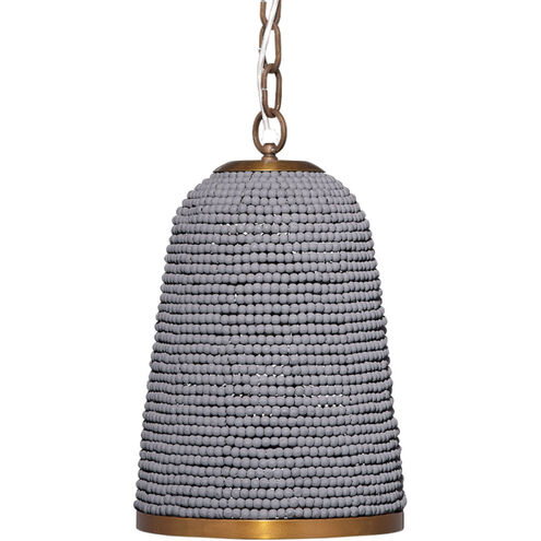 Creekside 1 Light 11 inch Slate Blue Wood Beads and Antique Brass Pendant Ceiling Light