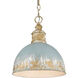 Alison 1 Light 12 inch Vintage Gold Pendant Ceiling Light in Antique Teal, Medium