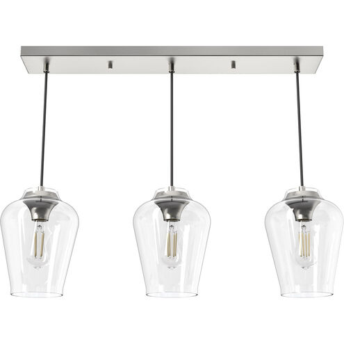 Vidria 3 Light 7 inch Brushed Nickel Linear Cluster Pendant Ceiling Light