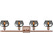 Ballston Fenton LED 36 inch Antique Copper Bath Vanity Light Wall Light in Plated Smoke Glass, Ballston