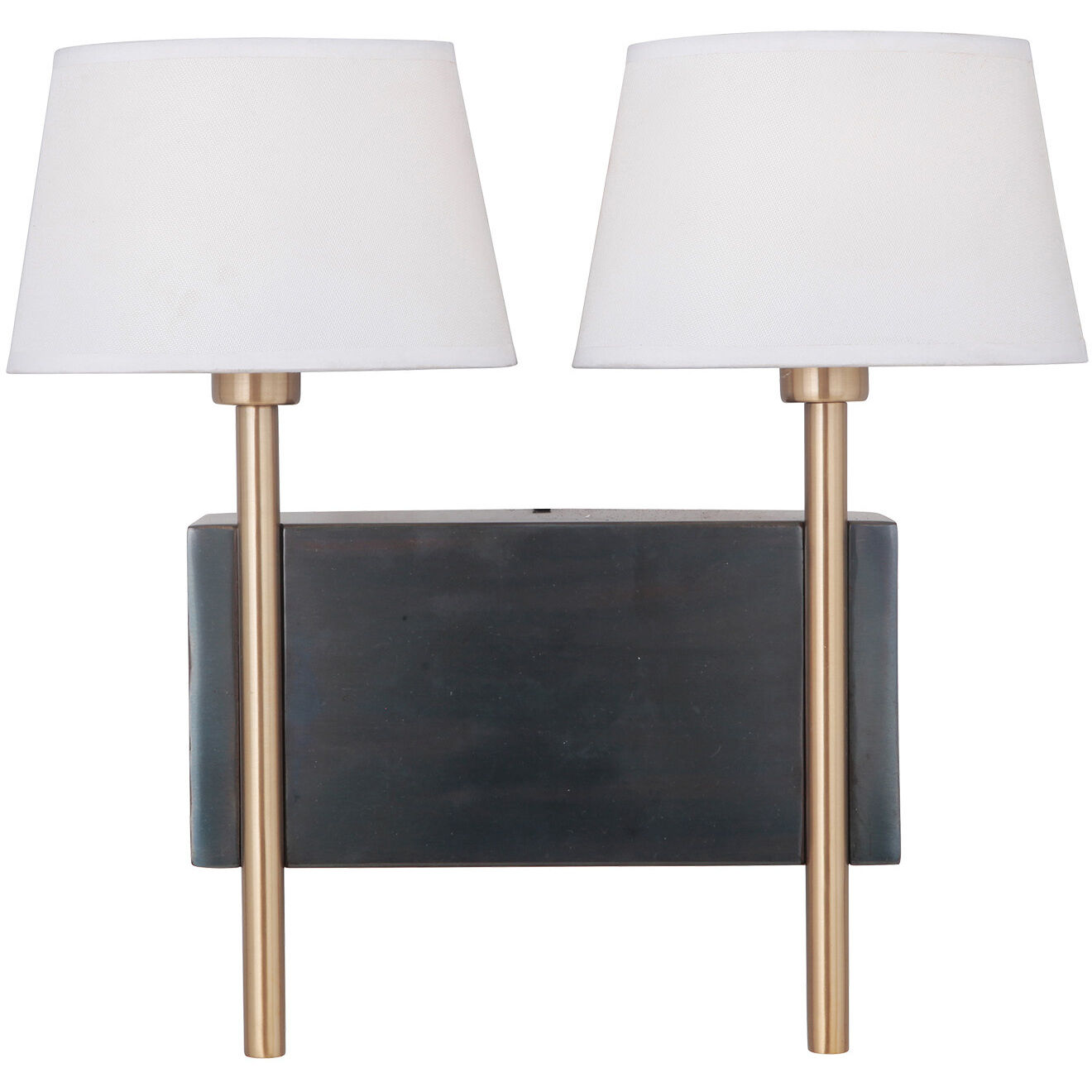 Parker 2 Light 15.63 inch Fired Steel/Satin Brass Wall Sconce Wall Light