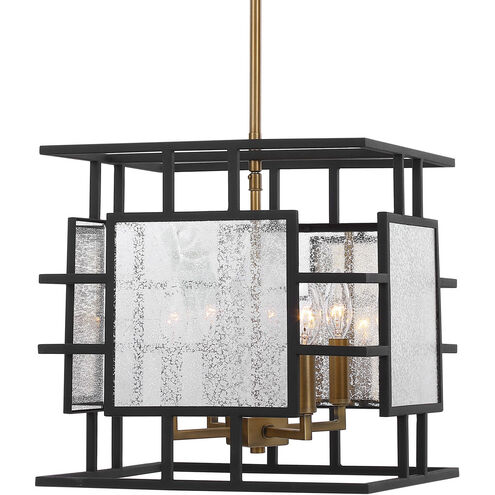 Holmes 4 Light 14 inch Sanded Black and Antique Brass Pendant Ceiling Light