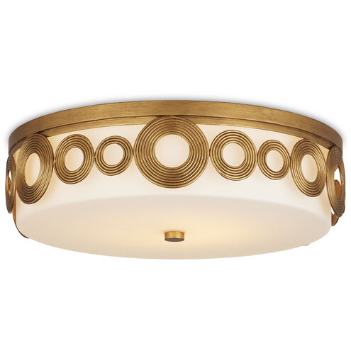Gyges 1 Light 18 inch Brass/Opaque White Flush Mount Ceiling Light