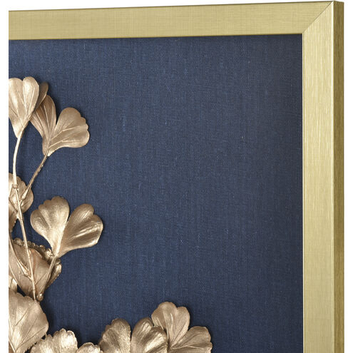Leaf Shadow Gold with Blue Framed Wall Art, II