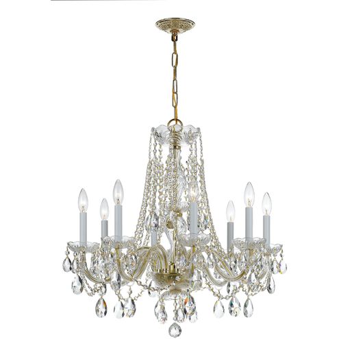 Traditional Crystal 8 Light 26 inch Polished Brass Chandelier Ceiling Light in Clear Swarovski Strass