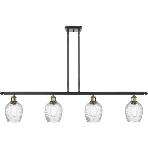 Ballston Salina 4 Light 48 inch Black Antique Brass Island Light Ceiling Light, Ballston